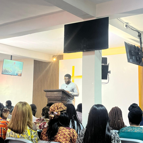 Pastor teaching during service